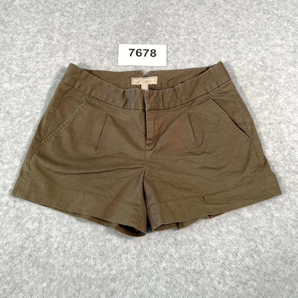 Banana Republic Shorts Womens 0 Brown Cotton Stretch Pleated Front Casual.
